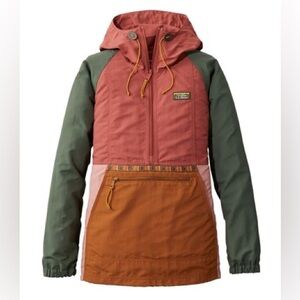 LL Bean Women's Mountain Classic Anorak- Pink/Green